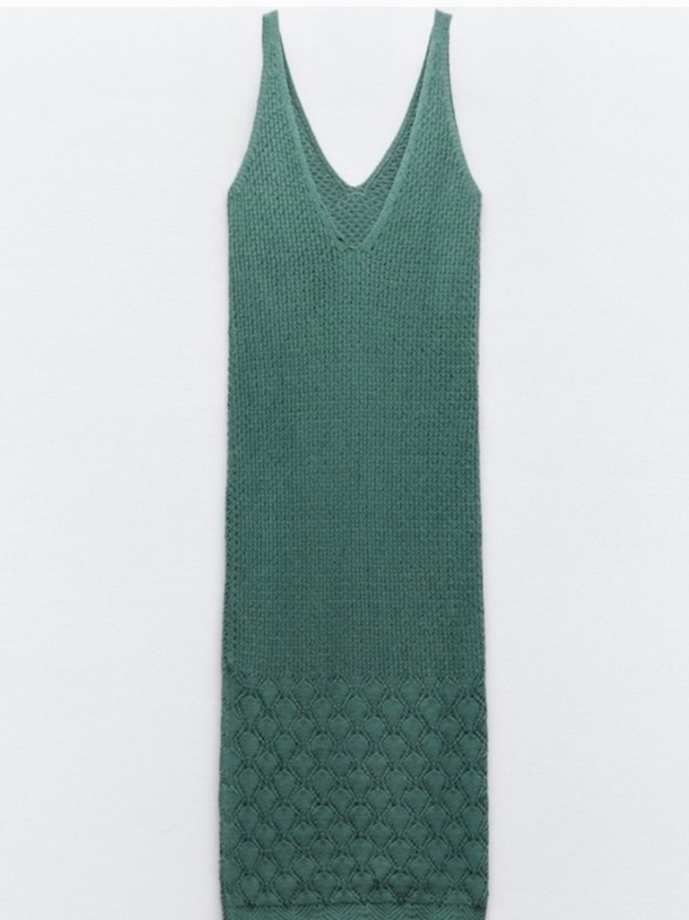 ZARA TEAL CHENILLE CROCHET DRESS SIZE M NWT - Picture 4 of 8